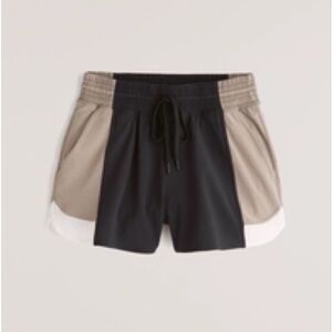 Black and Tan Athletic Shorts with Elastic Waistband